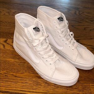 Vans White High-Top Sk8-Hi Canvas Sneakers